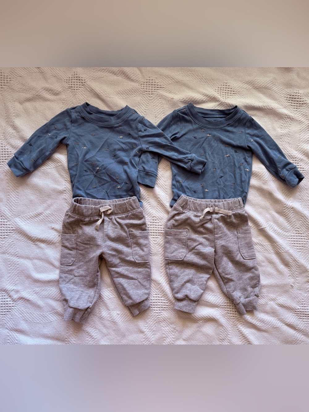 Carter's Blue Helicopter Bodysuit with Gray Jogger Set | 6M | TWIN